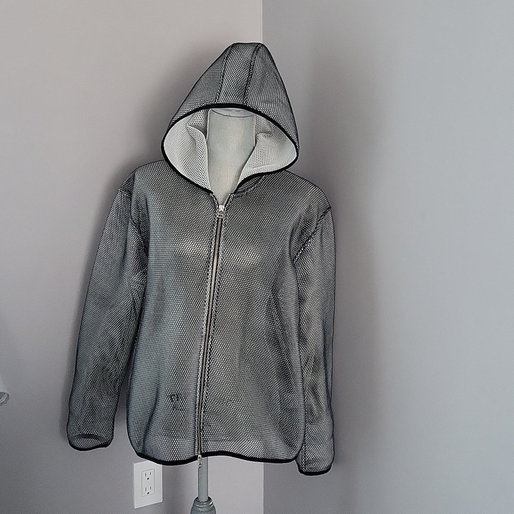 Tonia Debellis Black Mesh Hooded Jacket